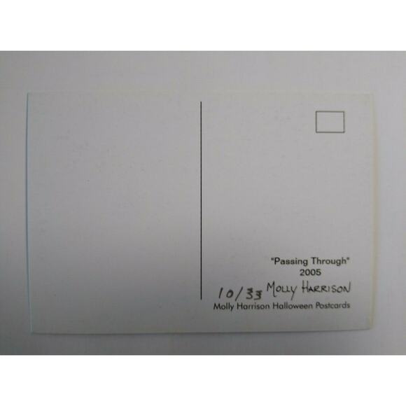 Halloween Postcard Molly Harrison Green Dress Witch Cat Fantasy 2005 Ltd. To 33 - Picture 3 of 4